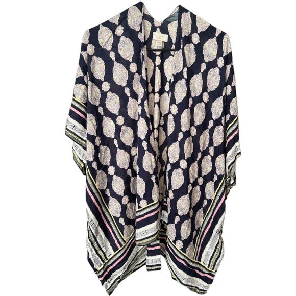 Loft Blue Printed Boho Print Kimono Wrap Cardigan, One Size - Picture 1 of 7